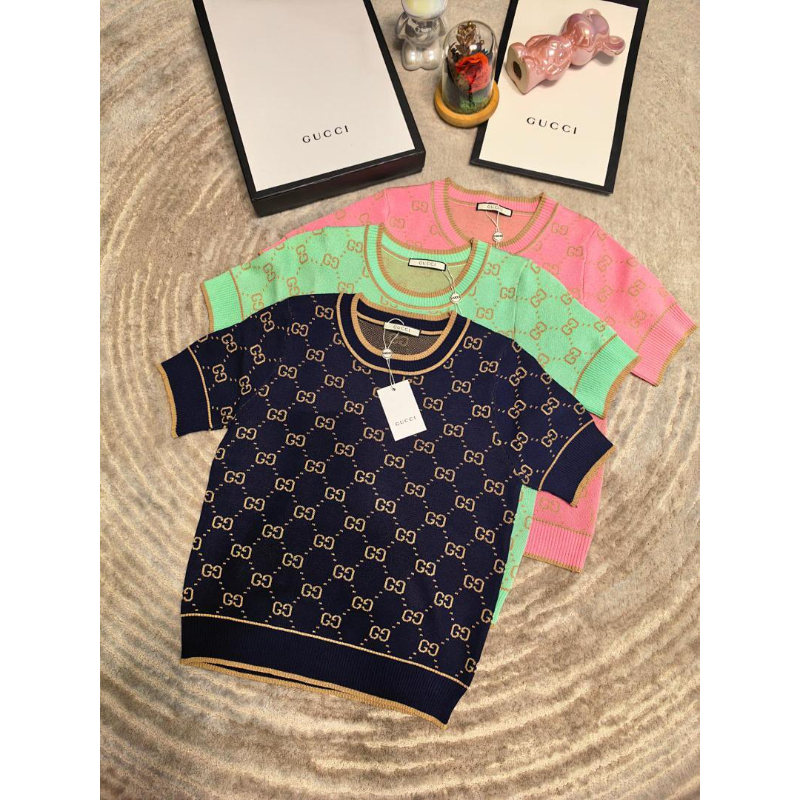 GUC16 New women's summer T-shirt knitted ice silk fabric clothes