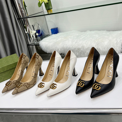 SHGS7 Leather 8.5CM Heel Women 35-42 shoes With box