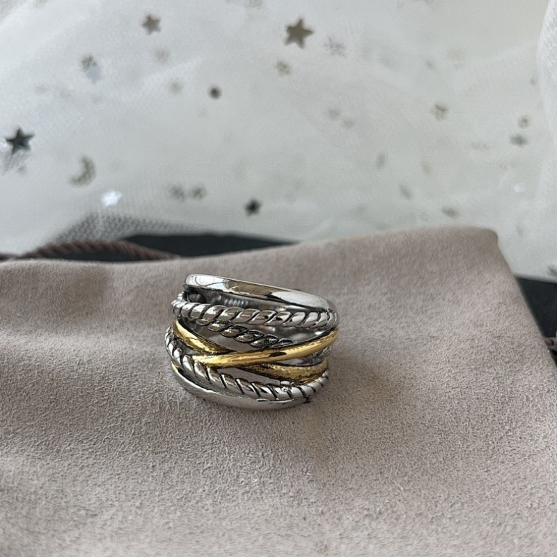 DY DJ060 Simple Multi layer Color Separation Ring Vintage Ring Jewelry copper with gold plated