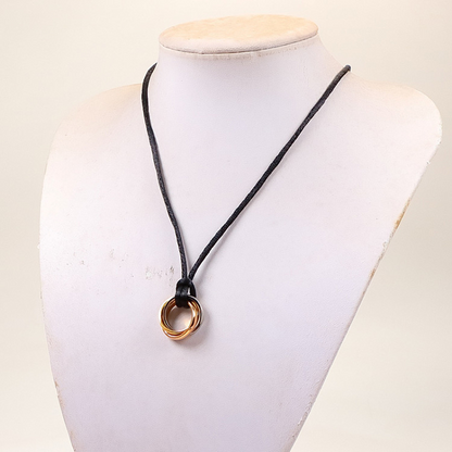 CAN38 Classic Three Ring Necklace for Men and Women, Couple's Necklace, Stainless Steel Gilded Jewelry