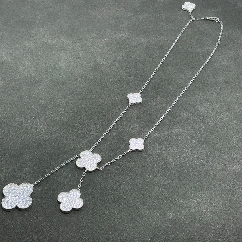VAN45  New women's full diamond six flower necklace jewelry