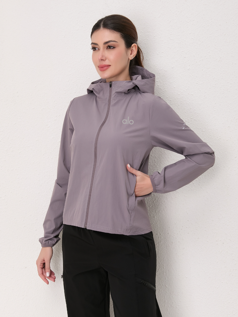 zalo314  Women's sports windbreaker, yoga running gym hooded zipper jacket, thin clothing