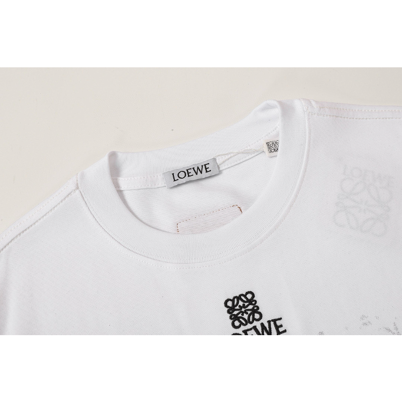 LOC44 High quality men's short sleeved heavy-duty embroidered T-shirt, pure cotton top Clothing