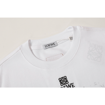 LOC44 High quality men's short sleeved heavy-duty embroidered T-shirt, pure cotton top Clothing