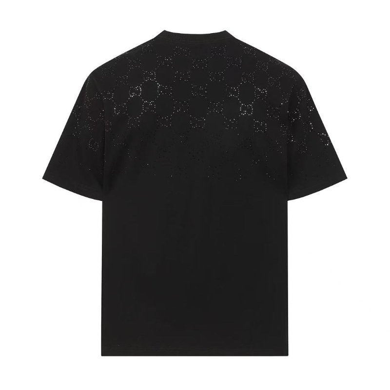 GUC01 High quality men's and women's pure cotton summer short sleeved T-shirt with diamond inlay clothing