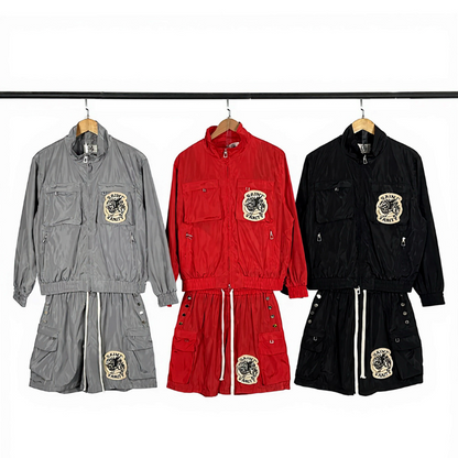 SAC1 New men's and women's spring and summer long sleeved cardigan windbreaker+shorts set clothing
