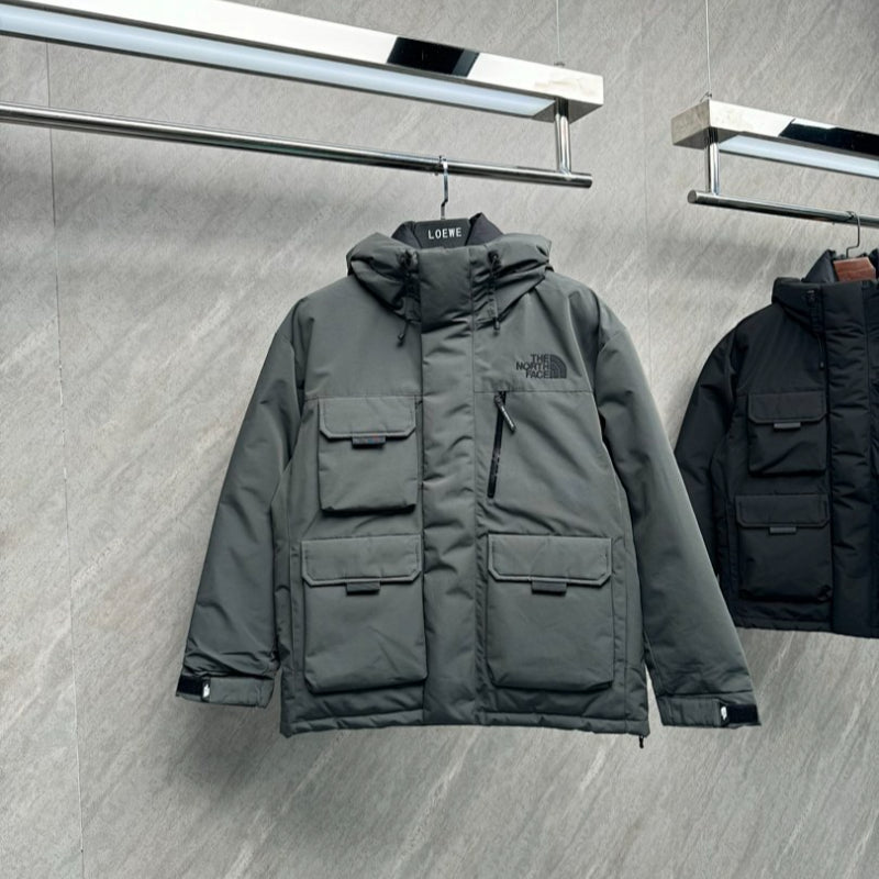 105891  Men's and women's northern workwear with multiple pockets, hooded down jacket, clothes