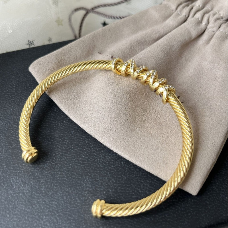 DY    DVB2   Exquisite twisted wire 5m diamond inlaid bracelet 5a zircon couple cable jewelry