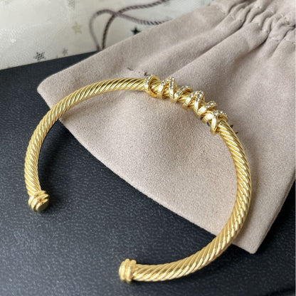 DY    DVB2   Exquisite twisted wire 5m diamond inlaid bracelet 5a zircon couple cable jewelry