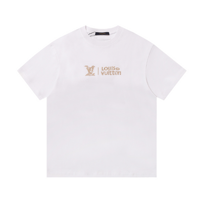LVC157 High quality men's short sleeved heavy-duty embroidered T-shirt, pure cotton top Clothing