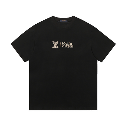 LVC157 High quality men's short sleeved heavy-duty embroidered T-shirt, pure cotton top Clothing