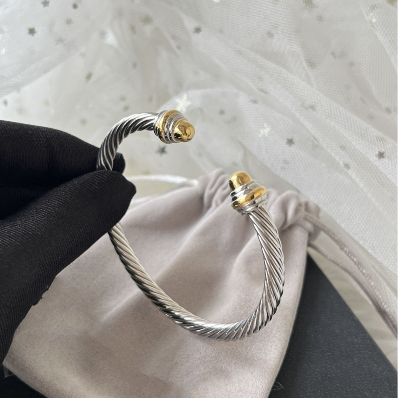 D Y European and American popular 5MM bracelet twisted wire open jewelry gold-plated cable bracelet