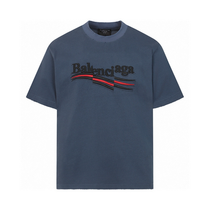 BAC41 High quality men's short sleeved heavy-duty embroidered T-shirt, pure cotton top Clothing