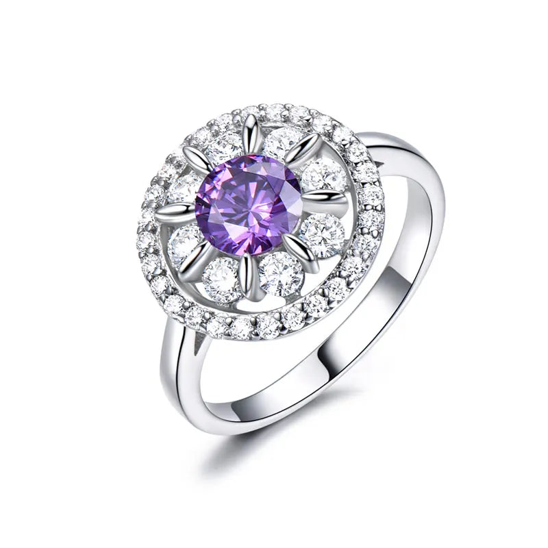 UMCHO  S925 Sterling Silver Rings for Women Amethyst Ring Gemstone Aquamarine Cushion  Romantic Gift Engagement Jewelry