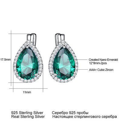 UMCHO Green Emerald Gemstone Clip Earrings 925 Sterling Silver Earrings For Women New Fashion Oval Birthstone Fine Jewelry Gift