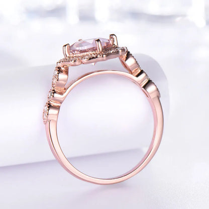 Nano Morganite Rings 925 Sterling Sliver Ring Rose Gold Plated 5A Zircon Beautiful Woman's Acessories
