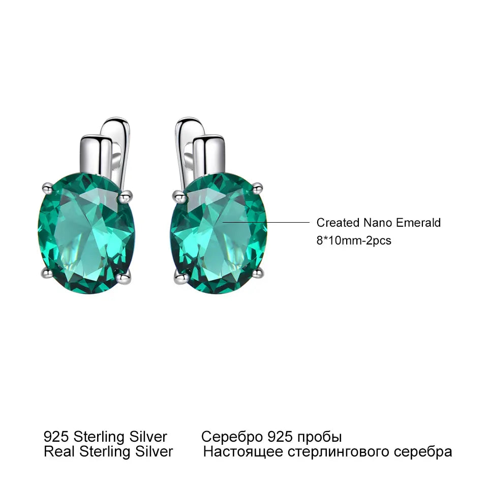 UMCHO Oval Emerald Gemstone Clip Earrings for Women Solid 925 Sterling Silver Earrings Princess Wedding Engagement Fine Jewelry
