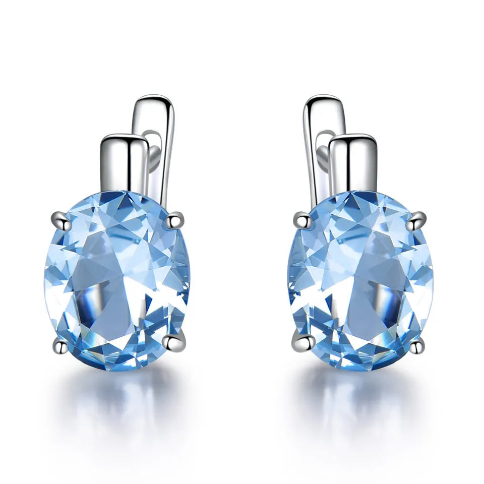 UMCHO Oval Emerald Gemstone Clip Earrings for Women Solid 925 Sterling Silver Earrings Princess Wedding Engagement Fine Jewelry