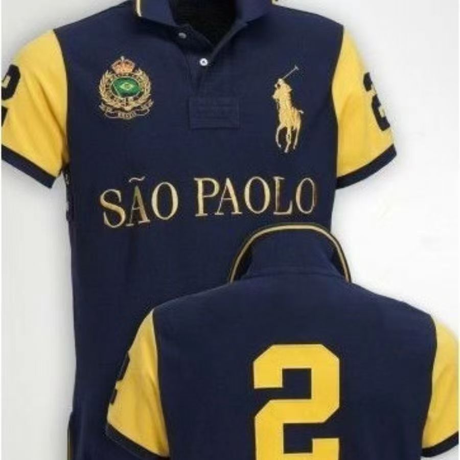PPC1  Summer American city short sleeved top popular polo shirt men's lapel embroidered casual plus size