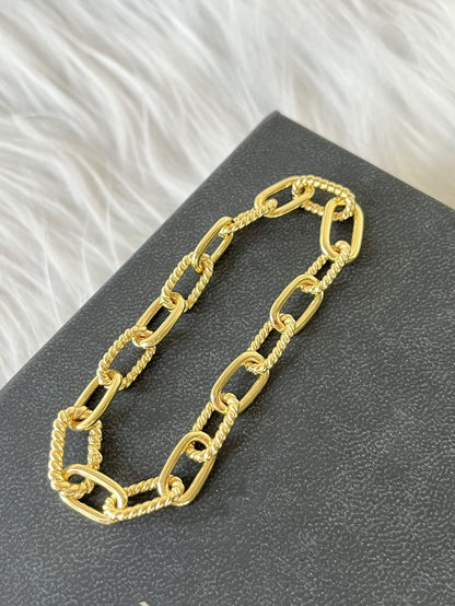 DY DB82 color blocked chain bracelet, popular  twisted wire copper gold-plated bracelet jewelry