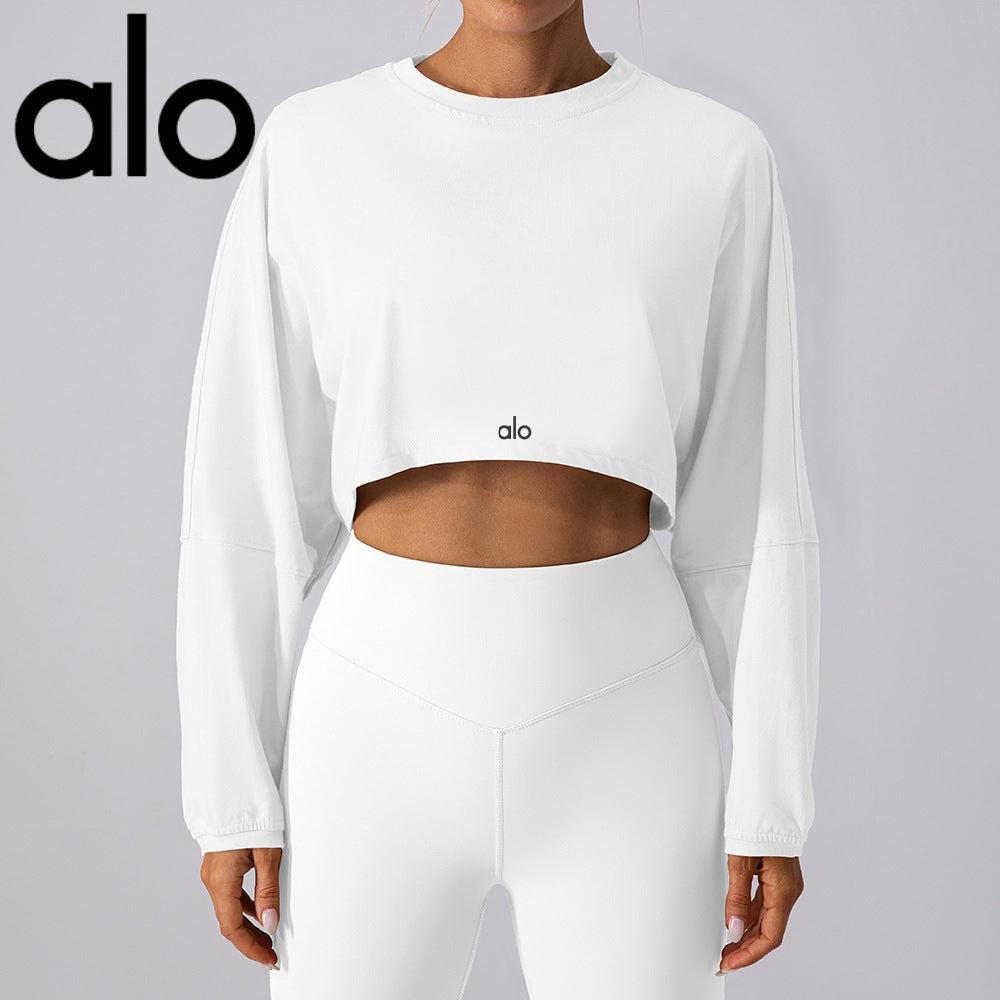 PALC25 Women’s sports sweatshirt, drop‑shoulder sleeves, loose long‑sleeve top clother