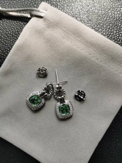 DY DE65 European and American Popular Versatile Zircon Link Twisted Double Button Earrings Jewelry