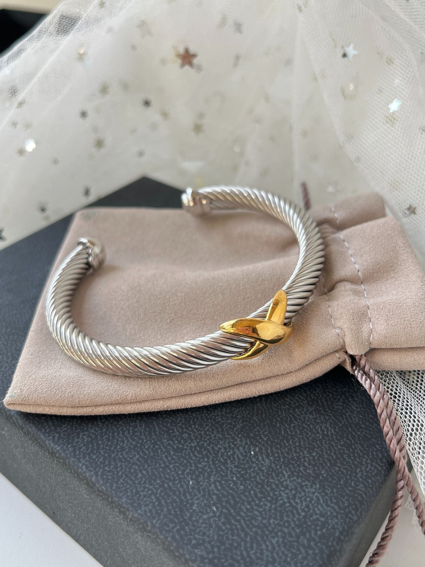DY DB79  Popular 4M single twisted wire X opening color separated bracelet jewelry