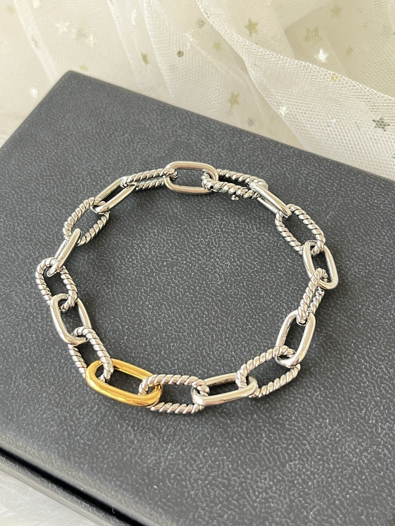 DY DB82 color blocked chain bracelet, popular  twisted wire copper gold-plated bracelet jewelry