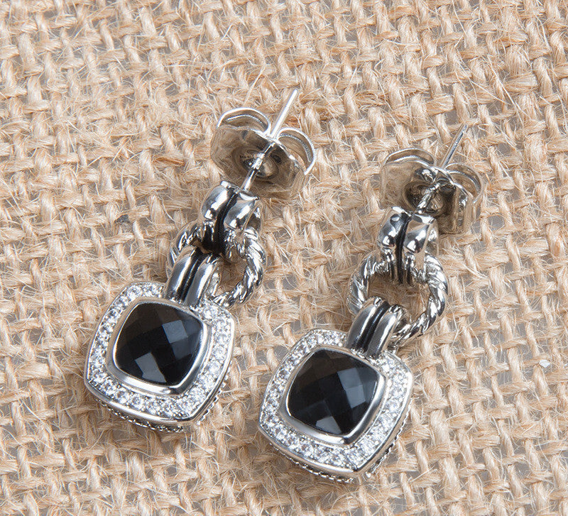 DY DE65 European and American Popular Versatile Zircon Link Twisted Double Button Earrings Jewelry