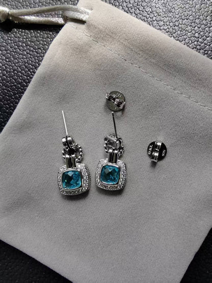 DY DE65 European and American Popular Versatile Zircon Link Twisted Double Button Earrings Jewelry
