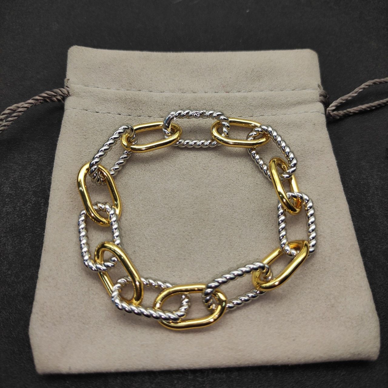 DY DB82 color blocked chain bracelet, popular  twisted wire copper gold-plated bracelet jewelry