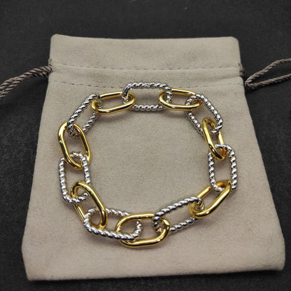 DY DB82 color blocked chain bracelet, popular  twisted wire copper gold-plated bracelet jewelry