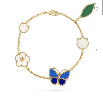 VAB101 Butterfly bracelet, high-end flower and green leaf necklace jewelry ring