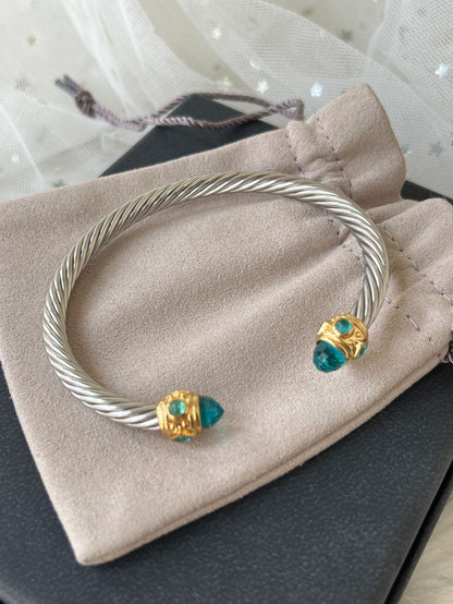 DY DB72 popular 5M twisted wire multi-color open bracelet with micro inlaid zircon jewelry