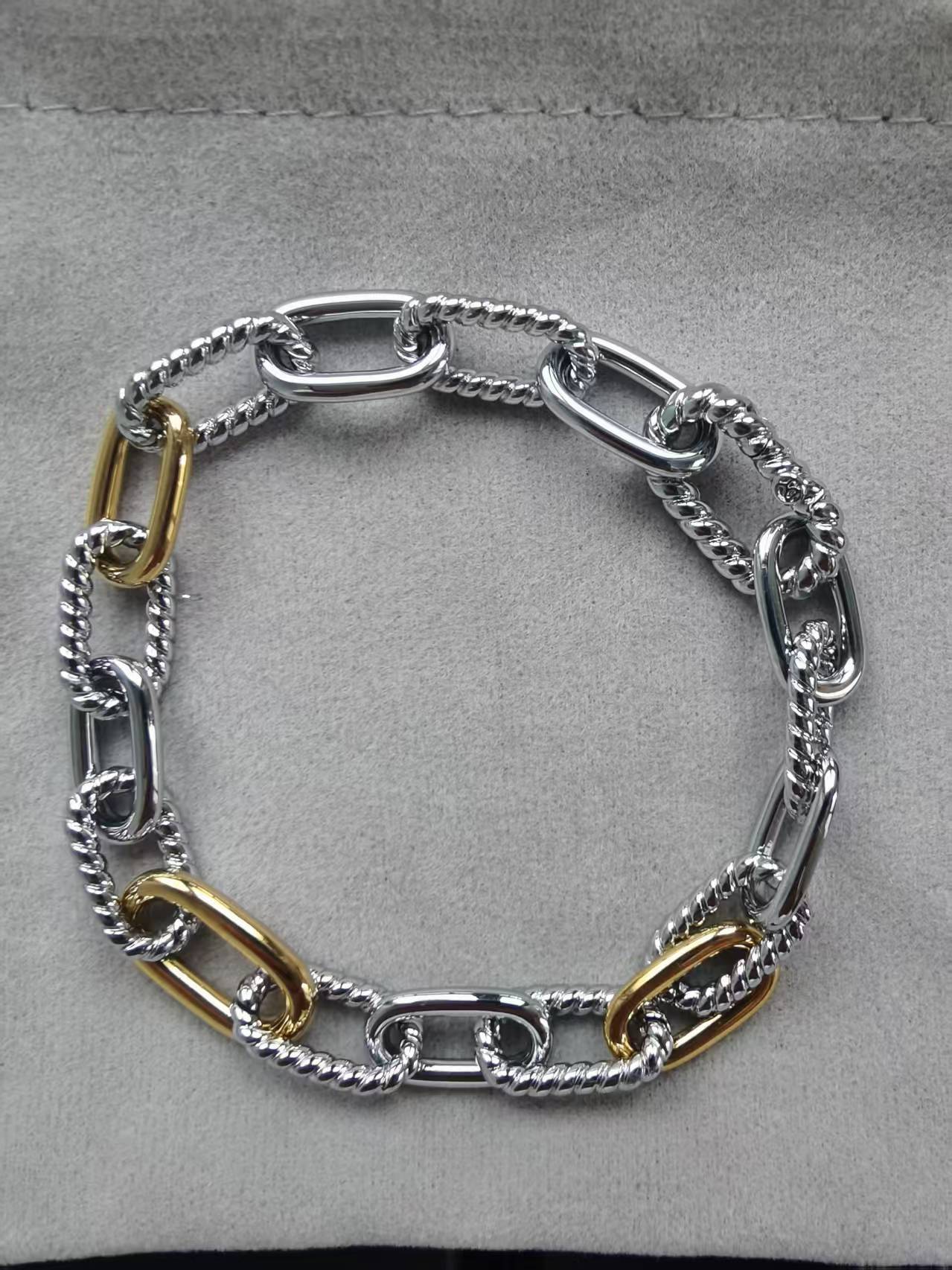 DY DB82 color blocked chain bracelet, popular  twisted wire copper gold-plated bracelet jewelry