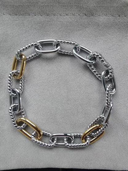 DY DB82 color blocked chain bracelet, popular  twisted wire copper gold-plated bracelet jewelry