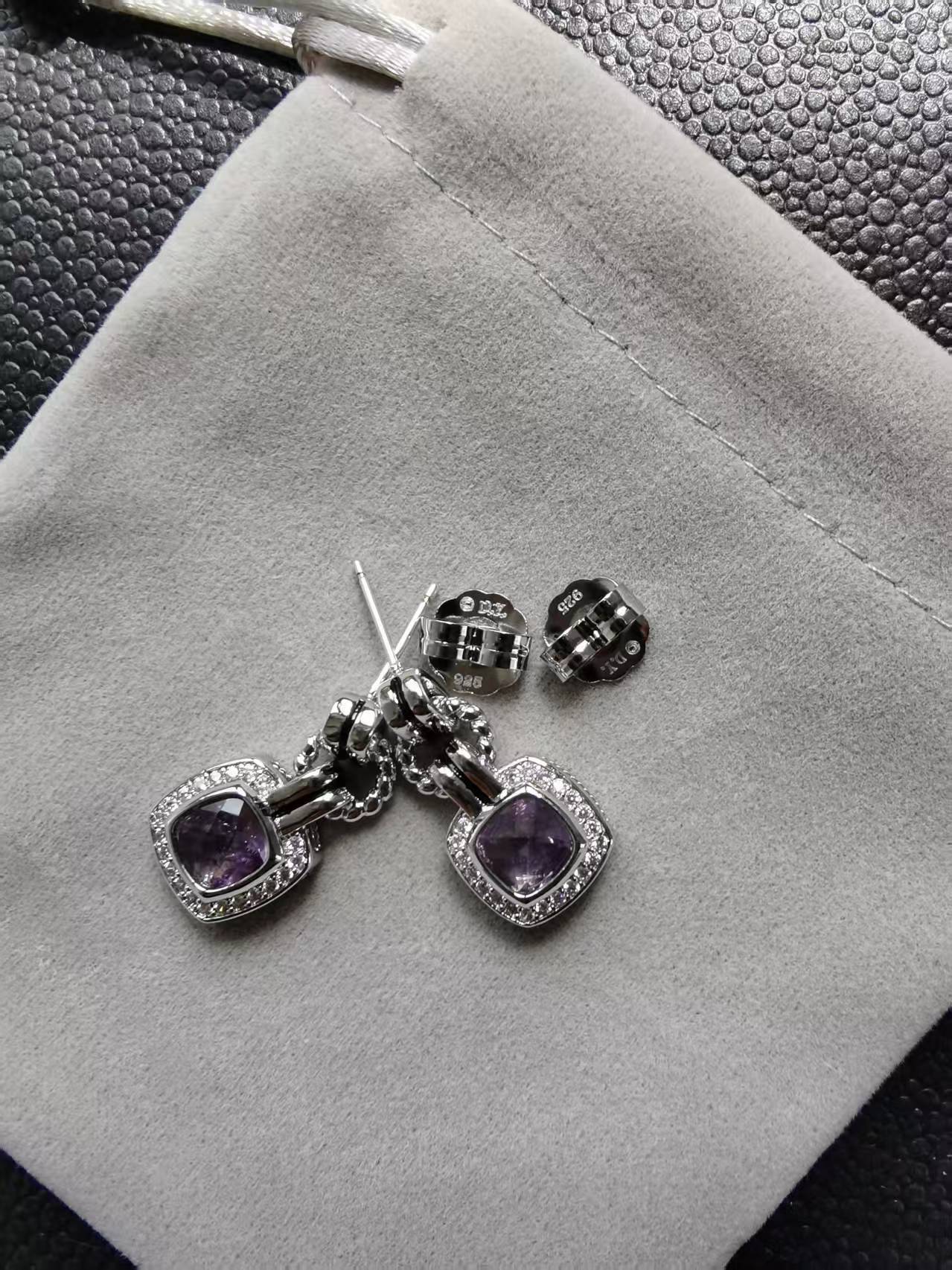 DY DE65 European and American Popular Versatile Zircon Link Twisted Double Button Earrings Jewelry