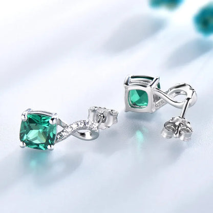 925 Sterling Silver 6*6mm Stud Earring for Women Nano Emerald Earrings Engagement Birthday Gift Fashion Jewelry
