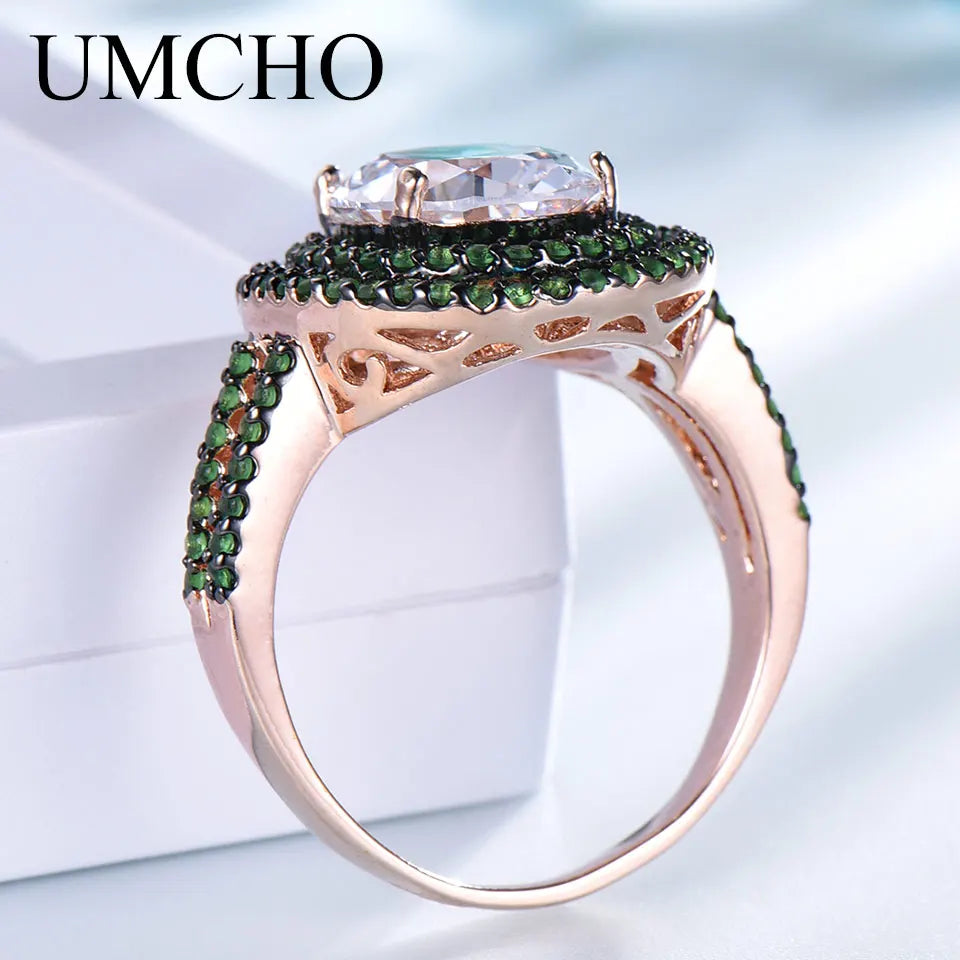 Rose Gold Ring 10*12mm Rings for Women Retro Style Birthday Gift 925 Sterling Silver Ring