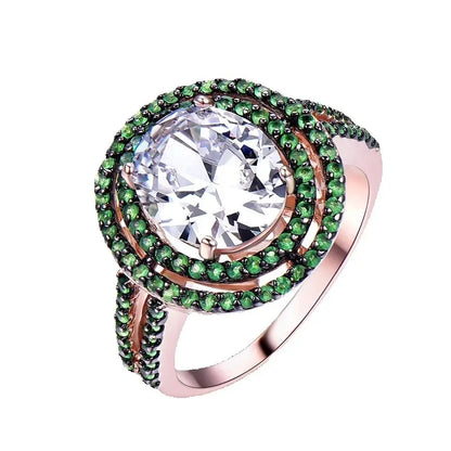 Rose Gold Ring 10*12mm Rings for Women Retro Style Birthday Gift 925 Sterling Silver Ring