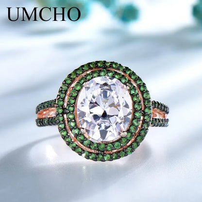 Rose Gold Ring 10*12mm Rings for Women Retro Style Birthday Gift 925 Sterling Silver Ring
