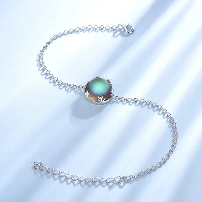 925 Sterling Silver Bracelet Aurora Stone Adjustable Bangle for Women Elegant Woman‘s Bracelets