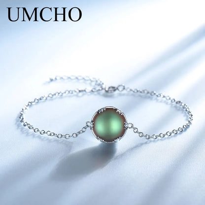925 Sterling Silver Bracelet Aurora Stone Adjustable Bangle for Women Elegant Woman‘s Bracelets