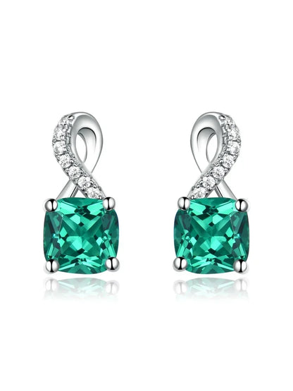 925 Sterling Silver 6*6mm Stud Earring for Women Nano Emerald Earrings Engagement Birthday Gift Fashion Jewelry