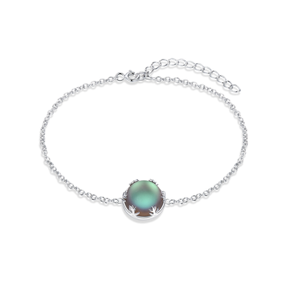 925 Sterling Silver Bracelet Aurora Stone Adjustable Bangle for Women Elegant Woman‘s Bracelets