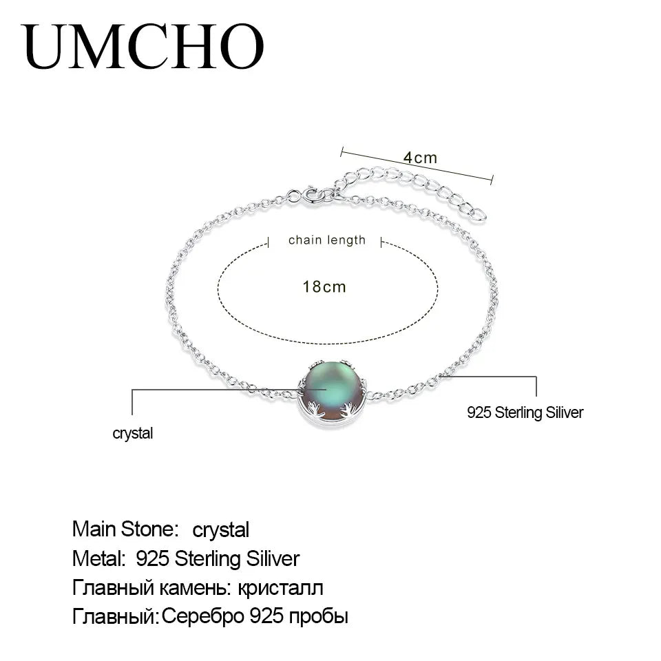 925 Sterling Silver Bracelet Aurora Stone Adjustable Bangle for Women Elegant Woman‘s Bracelets