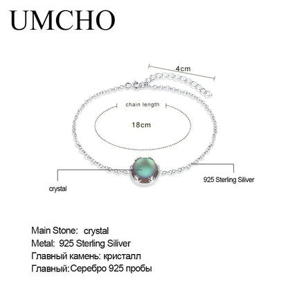 925 Sterling Silver Bracelet Aurora Stone Adjustable Bangle for Women Elegant Woman‘s Bracelets