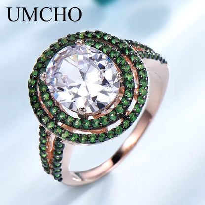 Rose Gold Ring 10*12mm Rings for Women Retro Style Birthday Gift 925 Sterling Silver Ring