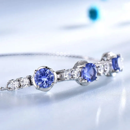 Nano Tanzanite Bracelet 6mm Round Bracelets Adjustable Bracelets for Women 925 Sterling Silver Bangle for Women Fashion Jewelry