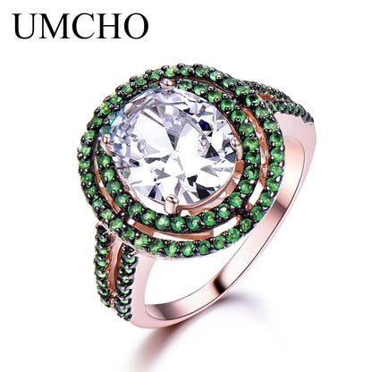 Rose Gold Ring 10*12mm Rings for Women Retro Style Birthday Gift 925 Sterling Silver Ring